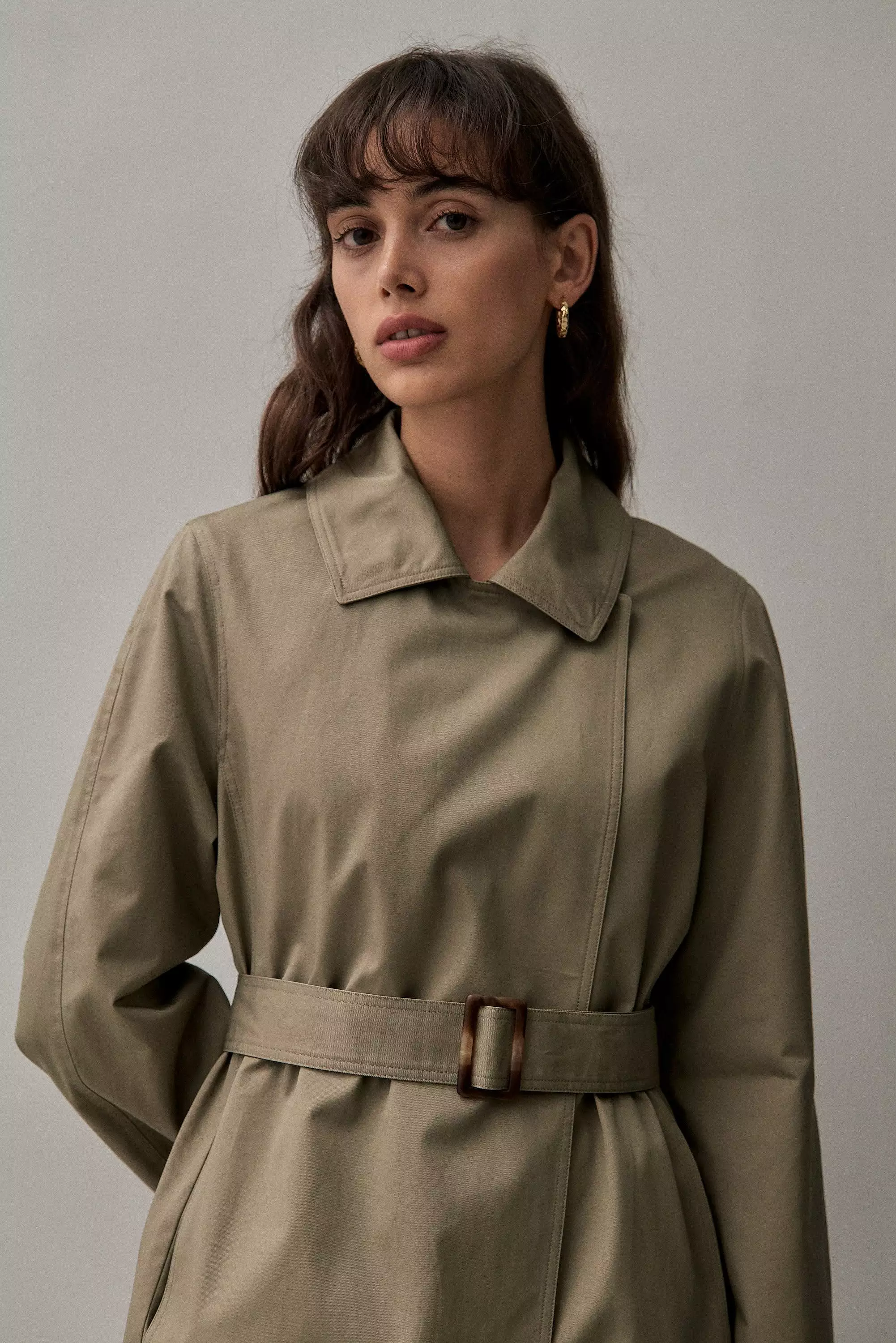 THE TAILORED TRENCH- SAGE GREEN