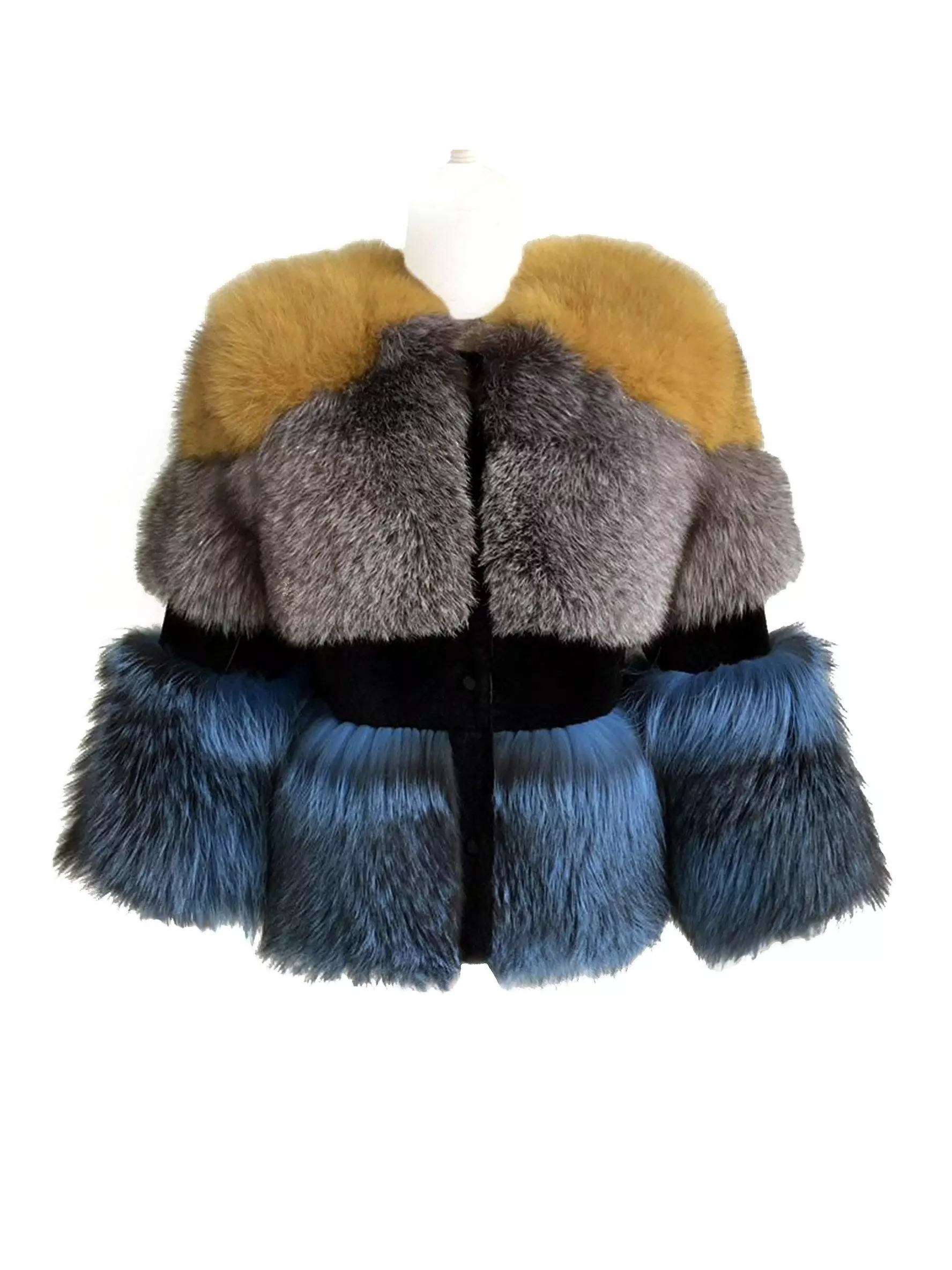 Three Color Fox Fur Coat