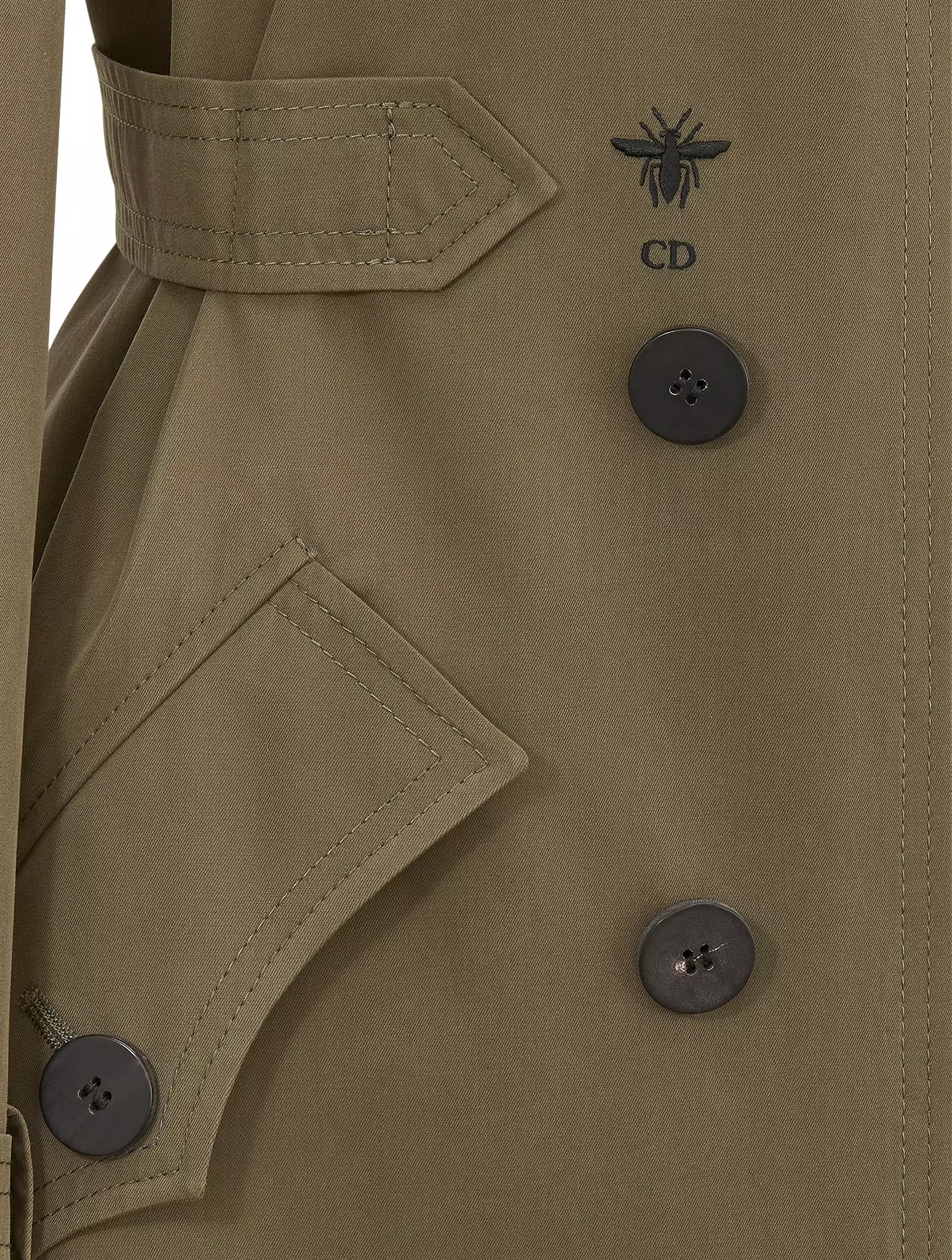 Trench coat in khaki cotton gabardine