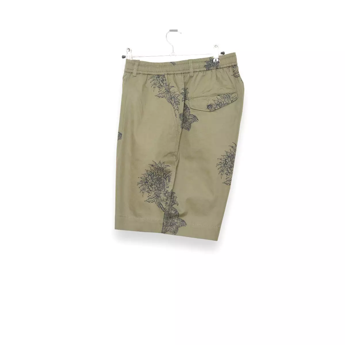 Universal Works Pleated Track Short block flower print olive P28026