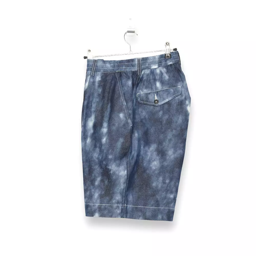 Universal Works Pleated Track Short cloud denim 28156