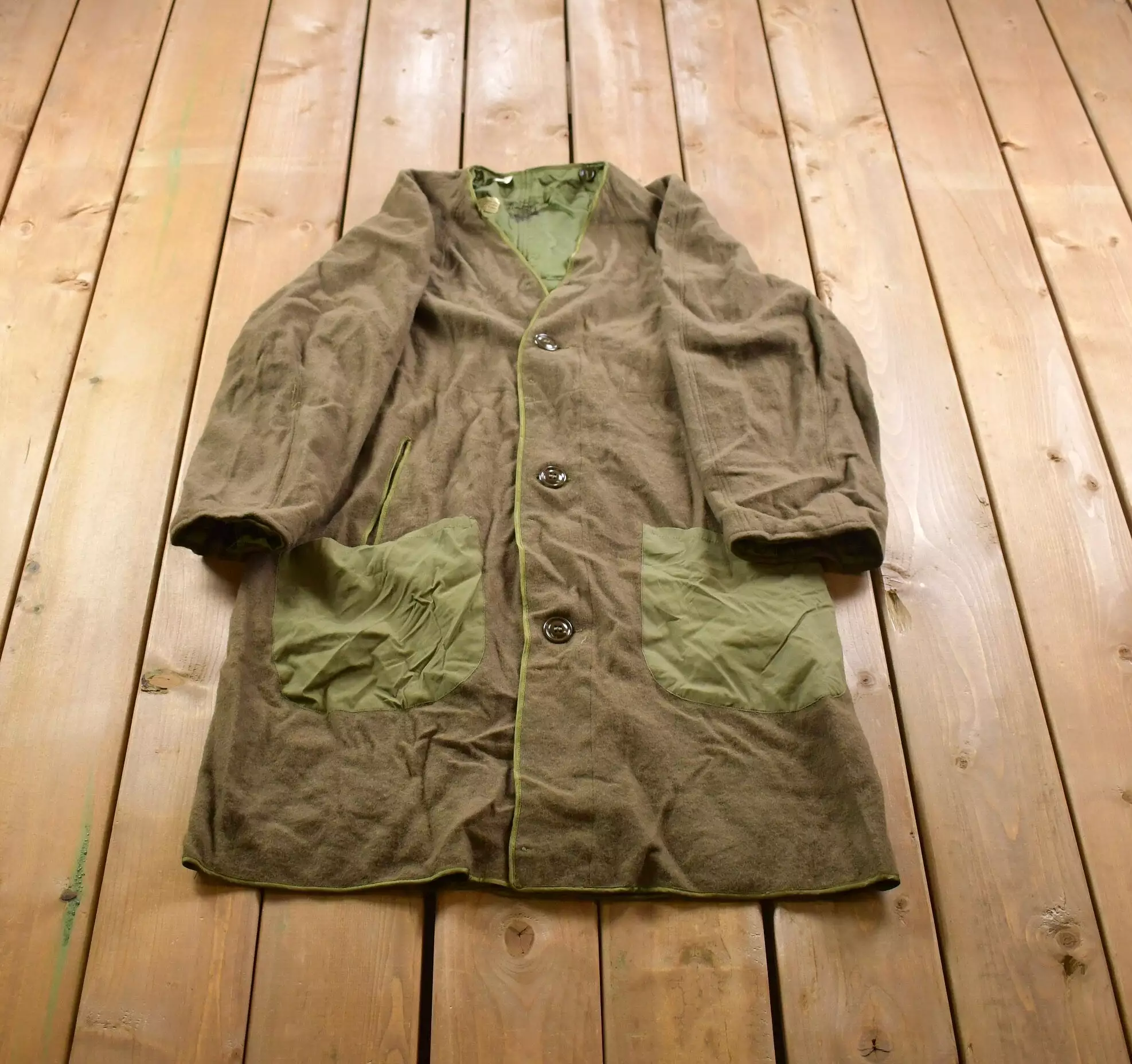 Vintage 1953 OG 107 Overcoat Military Liner / Button Up Liner / US Army Green / Vintage Army / Army Liner / True Vintage