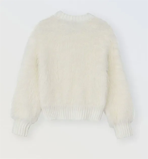 White Textured Cable Sweater