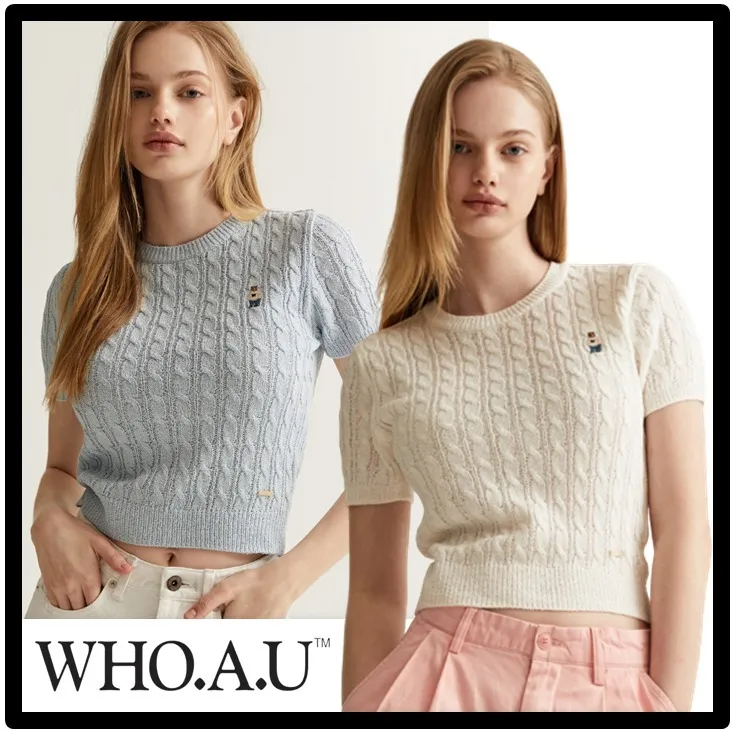 WHO.A.U  |Casual Style Street Style Short Sleeves Logo